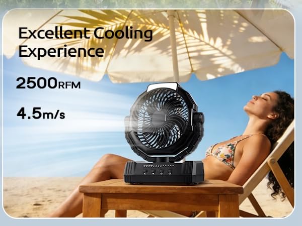 portable battery powered fan for camping outdoor patio rechargeable tent