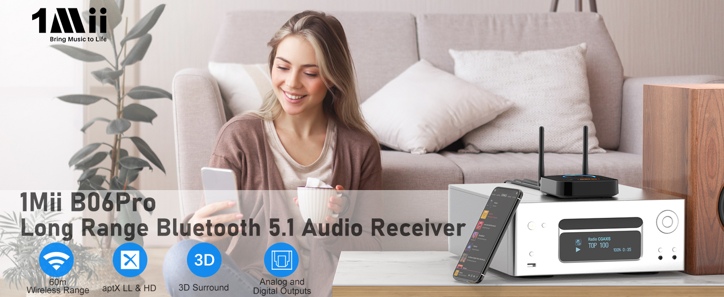 B06Pro Bluetooth Receiver for Home Stereo