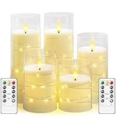 kakoya Flickering Flameless Candles with Remote,5 Pc LED Pillar Candles Battery Operated Candles ...