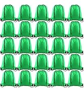 KUUQA 25Pcs Green Drawstring Backpack Bulk Drawstring Bags String Backpack Cinch Gym Backpack for...