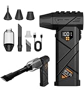 Compressed Air Duster, Car Vacuum Portable Cordless 2 in 1, 130000RPM Electric Air Duster with LE...