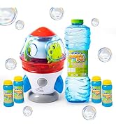 Rocket-Shaped Bubble Machine for Kids &amp; Pets with 33.8fl oz(1000mL) Bubble Solution, Dual Powerfu...