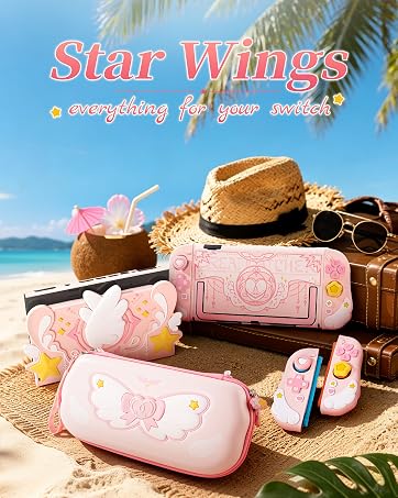 Text reads 'Star Writings' and 'is everything for your travel'. Beach scene with straw hat, sunglasses, and pink luggage/travel bags on sandy surface.