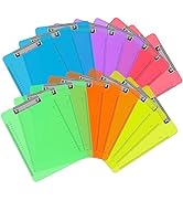 Plastic Clipboards, PANDRI 18 Pack Clear Colored Clipboards, Low Profile Clip Board 12.5 x 9 Inch...