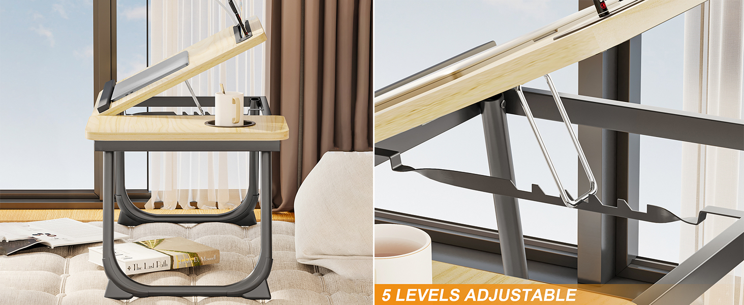 Laptop Desk for Bed, Adjustable Laptop Stand with 5 Adjustable Angles, Laptop Bed Desk Tray