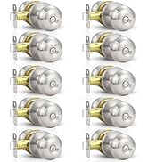 Estmoon 10 Pack Home Improvement Bed/Bath Room Door Knobs, Brushed Nickel Privacy Door Handle wit...