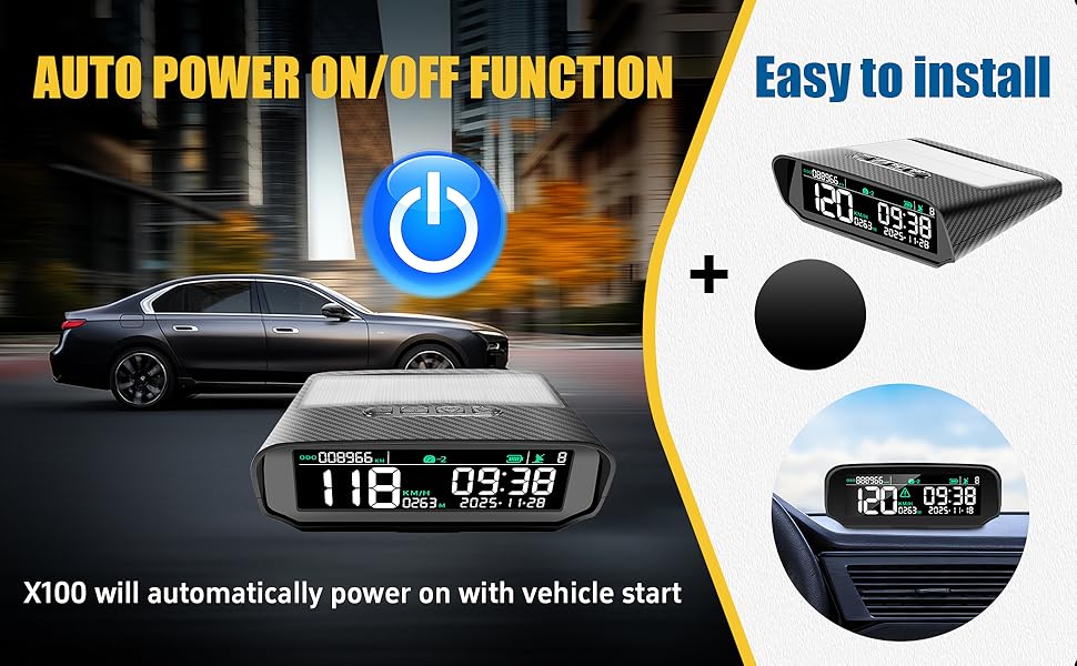 Wireless Heads Up Display for Cars Solar GPS Digital Speedometer