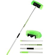 Jisejima Five-Sided Car Wash Brush with Long Handle,Soft Bristle Scrub Cleaning Mop with Extendab...