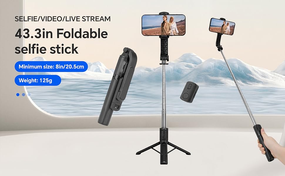 TINKSEN 45&amp;#34; Telescoping Selfie Stick Tripod, Pro Floor Stand w/Support Rod, Heavy-Duty Load-Bearing.
