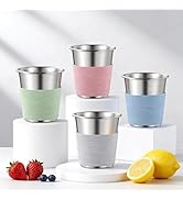 HaWare Stainless Steel Cups for Kids with Silicone Sleeves, 8oz Metal Tumbler, Small Children Cup...