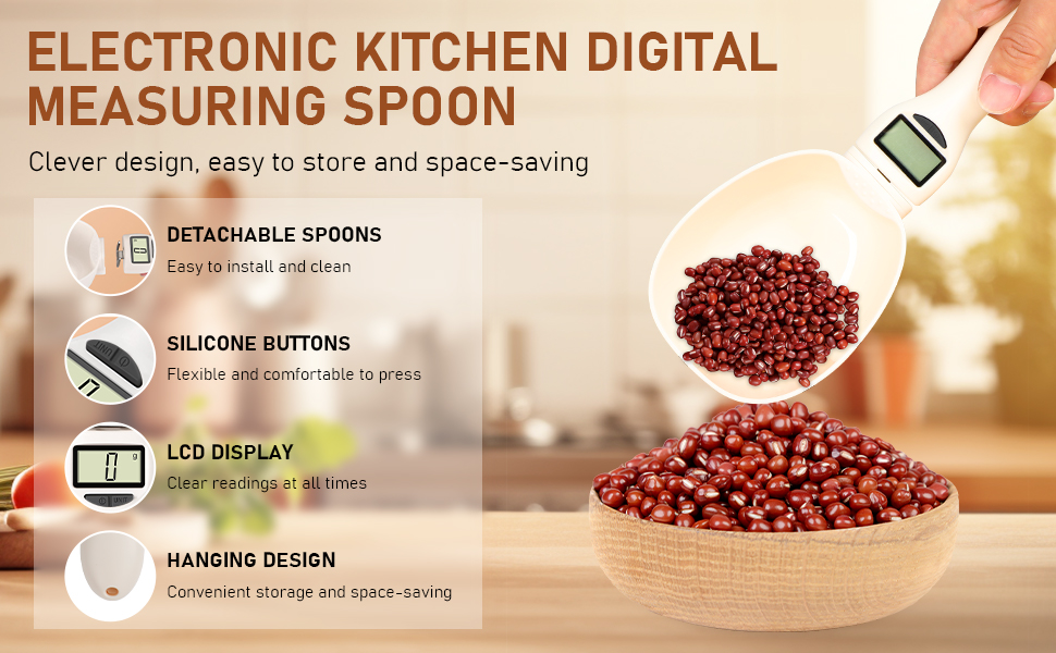 Digital Measuring Spoon Scale, Suitable for Cooking, Baking, Coffee Brewing, Pet Feeding, Etc.