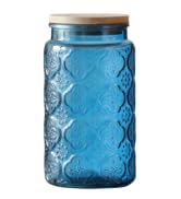 ANSQU 34oz Blue Glass Jar, Vintage Colored Mason Jar, Candy Jar/Sugar Container for Kitchen Pantr...