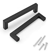 KNOBWELL 6 Pack 5 in Matte Black Kitchen Cabinet Door Handles - Stainless Steel Drawer Dresser Pu...
