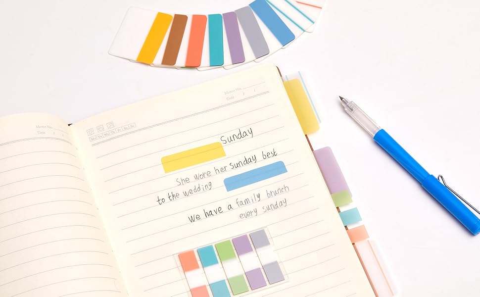 Sticky Index Tabs Book Page, Repositionable File Tab Flags Labels Self Adhesive Divider Sticker