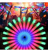 WELLENT230 LED Foam Glow Sticks, Bulk Glow Sticks, Foam Light Up Sticks Bulk, LED Foam Sticks wit...