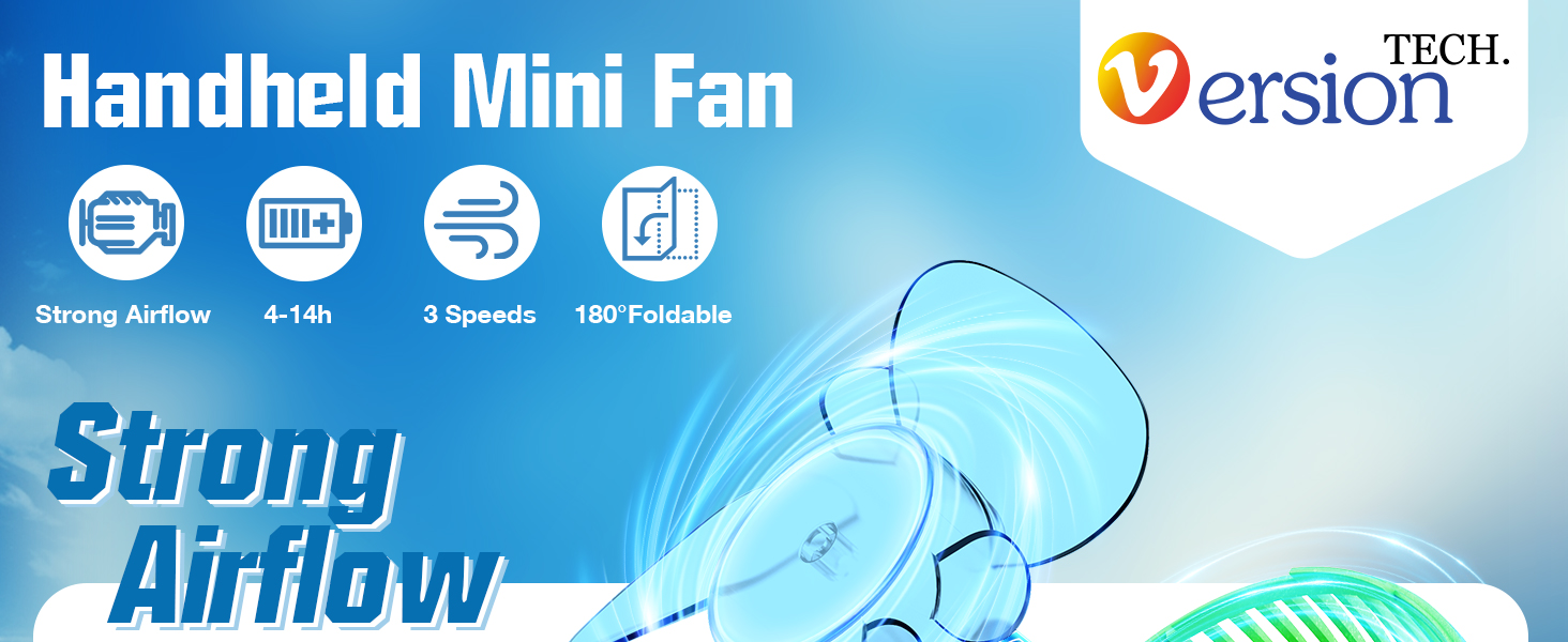 version tech hand fan handheld fans strong wind