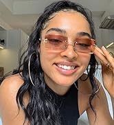 LASPOR Retro Rimless Rectangle Sunglasses for Women Men Tinted Lens Gold Metal Frameless Vintage ...