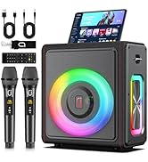 Karaoke Machine, Portable Bluetooth 5.3 Speaker with 2 Wireless Microphones for Adults, PA System...