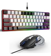 LAMA Mini 60% 61 Keys Mechanical Keyboard with Red Switches, LED Backlit, Small Portable Gaming W...