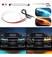 DUOFU365 Car LED Strip Lights,DRL Daytime Running Lights Waterproof Flexible 24 Inch Dual Color C...
