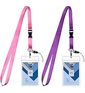 Lanyard Badge Holder, Wisdompro Vertical 2-Sided 2 Card Slot Waterproof Clear PVC ID Badge Holder...