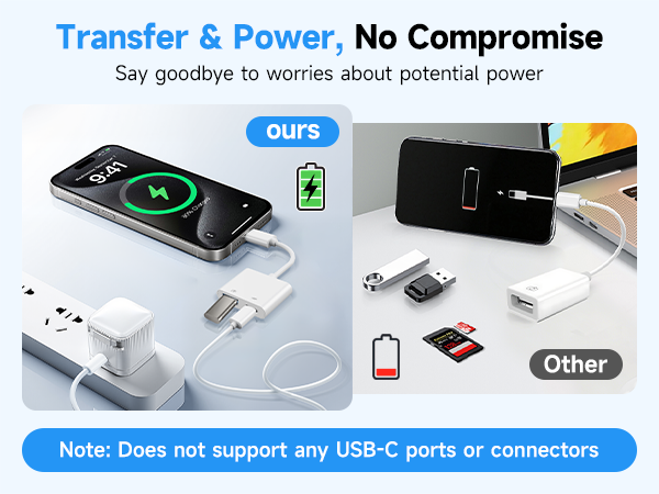 Lightning to USB Adapter with Charging Port