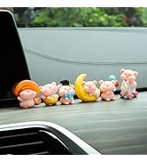 YGMONER 6PCS Mini Pig Resin Figurines Set - Adorable Car Dashboard Decorations with Nano Adhesive...