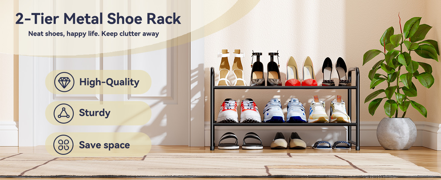 2-Tier Metal Shoe Rack