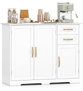 Giantex Sideboard Buffet Cabinet, Modern White Sideboard Cabinet with 2 Drawers, 3 Doors &amp; Adjust...