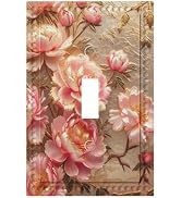 PPZCXWP Pink Blooming Flowers Peonies Floral Light Switch Covers 1 Gang Single Toggle Wall Plate ...