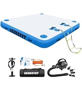 VEBESYET Inflatable Floating Dock Platform with Electric Pump, 6 Inch/8 Inch Thick Multi-Person F...
