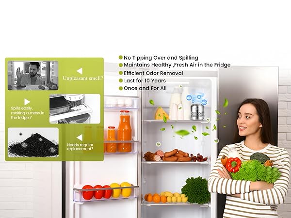 No spilling like baking soda products,no need regular replacement like activate cacoal product.