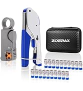 ZOERAX Coax Cable Crimper Kit for RG59 RG6, 3-in-1 Coaxial Tool Set, Includes Stripper &amp; 20PCS F ...