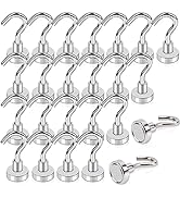 MAGXCENE Magnetic Hooks Heavy Duty, 25LBS Strong Neodymium Magnets Ceiling Hooks for Hanging Plan...