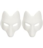Toddmomy Fox Japanese Kabuki Kitsune Masks 2Pcs White Blank Masquerade Costume Half Face Cosplay ...