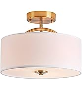 Bargeni Flush Mount Ceiling Light,13 inch Mid Century Modern Ceiling Light Fixture,Antique Brass ...