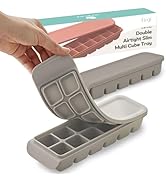 Firgi 12 Section-0.5oz, Gray 100% Food Grade Silicone Ice Cube Tray Food Container with Airtight ...