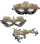 TFTSR Masquerade Masks for Women Couples,Men Mardi Gras Mask,Girls Black Gold Lace Costume,Adults...