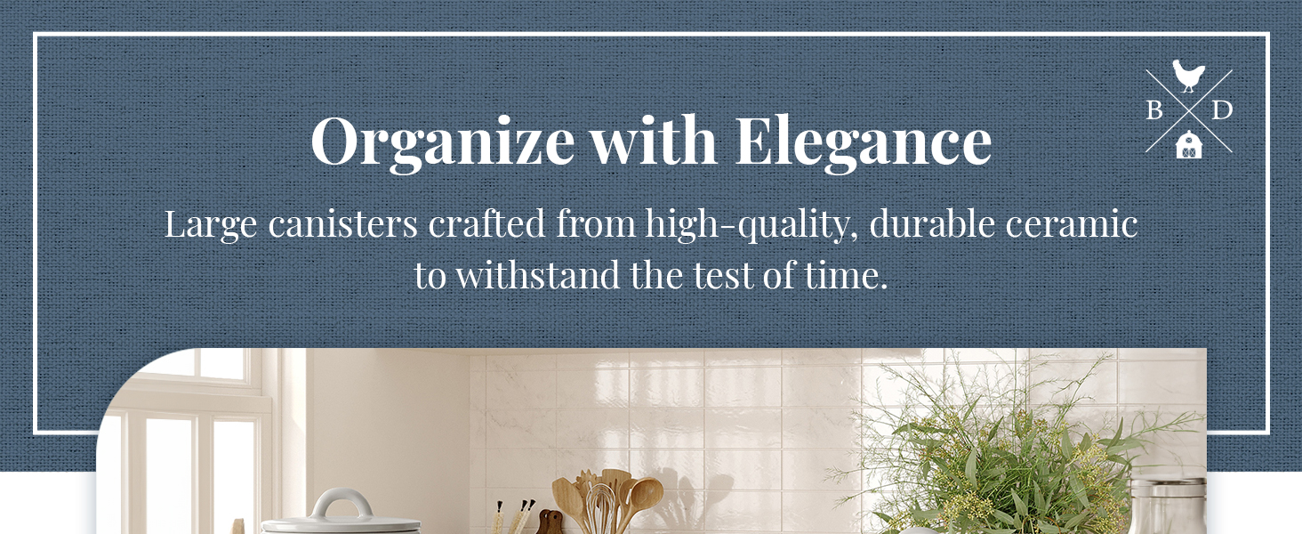 Ceramic Sugar Tea Canister Kitchen with Scoop Flour Container Ceramic Airtight Food Safe Farmhouse