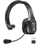 TECKNET Trucker Bluetooth Headphones with Microphone Noise Canceling Wireless On Ear Headset, Han...