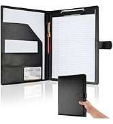 Professional Padfolio with Clipboard, Faux Leather Portfolio Folder Binder, Legal Pad Holder for ...