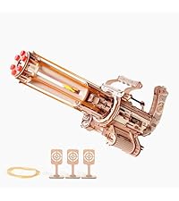 ROKR Gun 3D Puzzles for Adults, Wooden 3D Puzzle Rubber Bands Gun Toy, Rotating-Barrel Machine Gun, ...