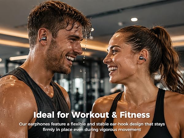 Ideal for Workout &amp; Fitness our earphones feature a flexible and stable ear-hook design