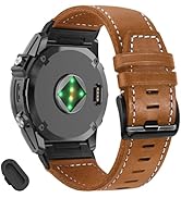 20mm Genuine Leather Watch Band Compatible with Garmin Fenix 8 AMOLED 43mm/ 7S/ 7S pro/ 6S/ 6S Pr...