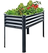 FORTUNO Raised Garden Bed with Legs 48"x24"x33"H Outdoor Metal Elevated Planter Box Raised Beds f...