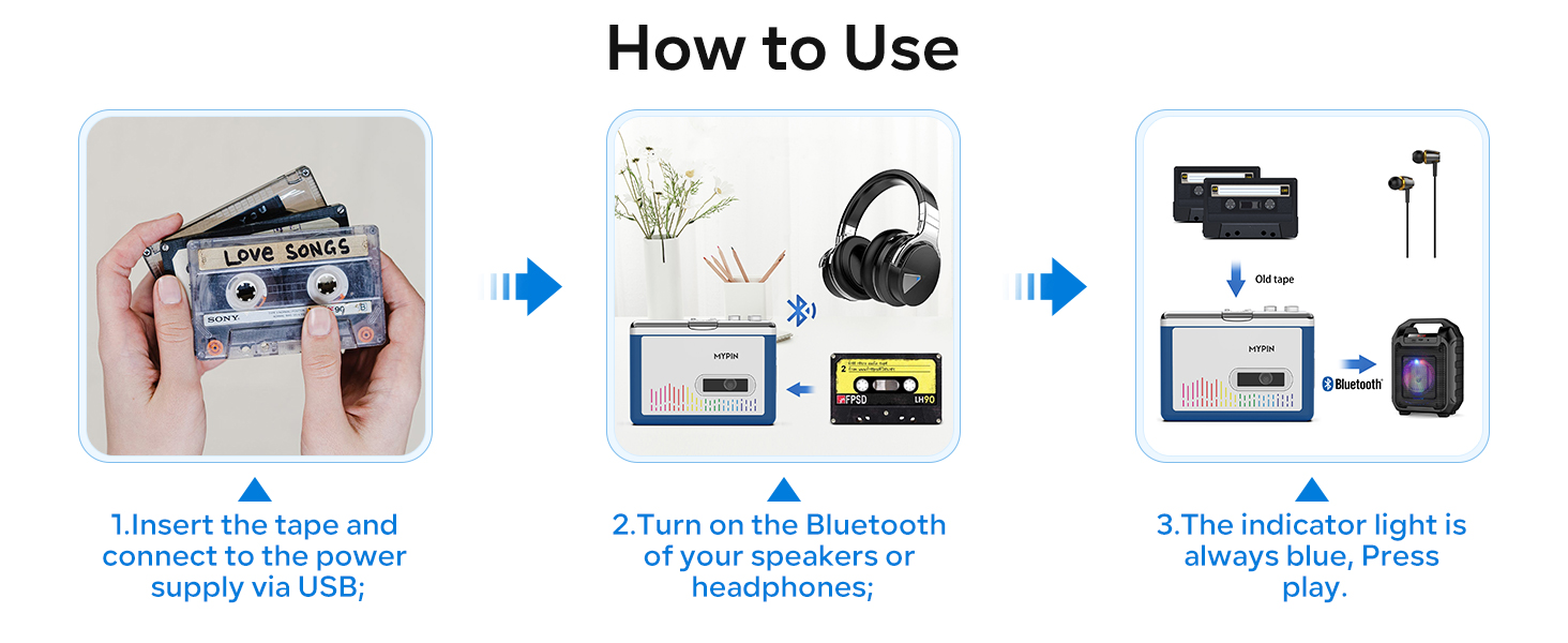 Bluetooth Cassette Player with Headphone