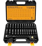 ELEAD 1/2" Drive Deep Impact Socket Set: 30-Piece Standard SAE (3/8 to 1 Inch) and Metric (10-24m...