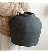 Large Ceramic Vase, 11" Rustic Farmhouse Terracotta Vase for Home Decor, Artisan Decorative Flowe...