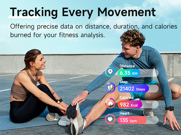 Smartwatch with Bluetooth Calls, Heart Rate/Sleep/SpO2 Monitor, IP68 Waterproof Fitness Tracker