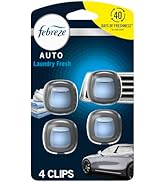 Febreze Car Air Freshener Vent Clip Laundry Fresh Scent, 07 oz. Car Vent Clip, Pack of 4